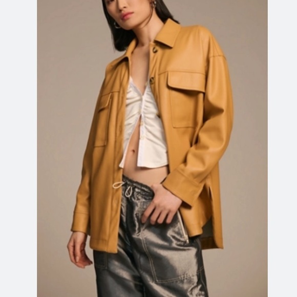 New: Anthropologie Maeve Faux Leather Shirt Jacket. Shacket. Size XL - Picture 3 of 16
